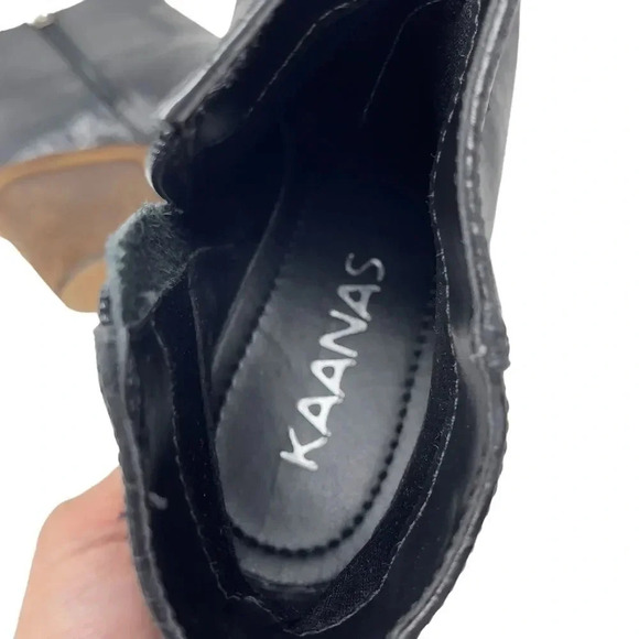 Kaanas Amarone Black Leather Pointed Toe Ankle Boots Shoes - Picture 6 of 12